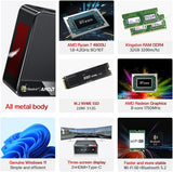 Beelink SER4 Ryzen Mini PC Windows 11 AMD Ryzen 7 4800U(7nm, 8C/16T)up to 4.2GHz, 32GB DDR4 RAM 512GB NVME SSD, 4K@60Hz Triple Display Dual HDMI+Type-C, Support 57W Mini Gaming Computer WiFi 6E BT5.0