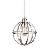 Worth Home Products Instant Pendant 1-Light Recessed Light Conversion Kit Brushed Nickel Globe Cage Shade