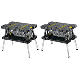 Keter Folding Work Table, Portable Workbench w/ 12 Clamps for Garage/Wood Shop