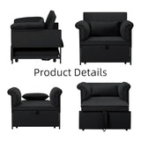 3 in 1 Sleeper Sofa Bed, Futon Sofa Bed for Living Room with Side Pocket, Black Sleepers Sofa Couch with Pullout Bed, Convertible Love Seat Sleepers Bed for Living Room, Bedroom, Small Space