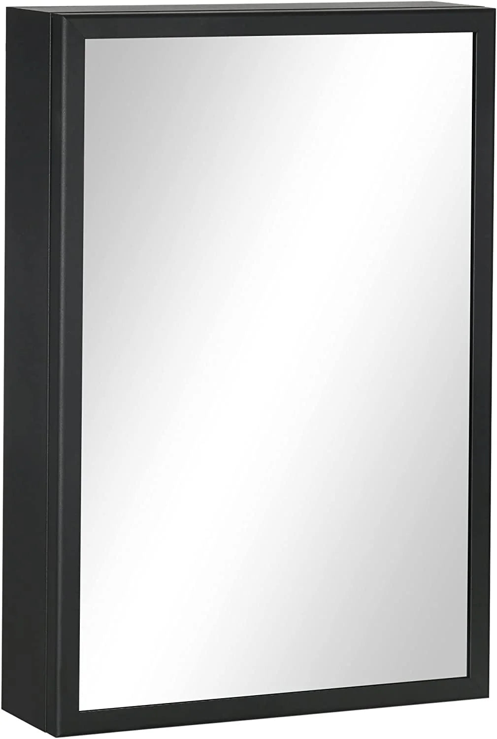 Wall-Mounted Medicine Cabinet with Mirror, Stainless Steel Bathroom Mirror Cabinet Wall Mounted with Storage Shelves for Living Room and Laundry Room, Black