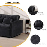 3 in 1 Sleeper Sofa Bed, Futon Sofa Bed for Living Room with Side Pocket, Black Sleepers Sofa Couch with Pullout Bed, Convertible Love Seat Sleepers Bed for Living Room, Bedroom, Small Space