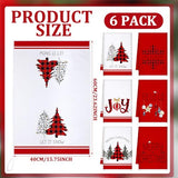 Geyoga 6 Pcs Merry Christmas Kitchen Towels Buffalo Plaid Xmas Tree Dish Towels Hand Towel Tea Towel Absorbent Soft Drying Cloth for Holiday Housewarming Gifts, 16×24 Inch(Gray White)