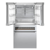 Bosch – 800 Series 20 Cu. Ft. 4-Door French Door Counter-Depth Smart Refrigerator with Beverage Cooler Drawer – Stainless steel