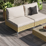 Grand patio 7-Piece Wicker Patio Furniture Set, Boho Outdoor Conversation Set Sectional Sofa with Water Resistant Thick Cushions and Coffee Table, Cream