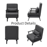 3 in 1 Sleeper Sofa Bed, Futon Sofa Bed for Living Room with Side Pocket, Black Sleepers Sofa Couch with Pullout Bed, Convertible Love Seat Sleepers Bed for Living Room, Bedroom, Small Space