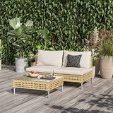 Grand patio 7-Piece Wicker Patio Furniture Set, Boho Outdoor Conversation Set Sectional Sofa with Water Resistant Thick Cushions and Coffee Table, Cream