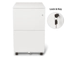 Aurora FC-102WT Modern Soho Design 2-Drawer Metal Mobile File Cabinet with Lock Key/ Fully Assembled, White