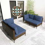 Grand patio 7-Piece Wicker Patio Furniture Set, Boho Outdoor Conversation Set Sectional Sofa with Water Resistant Thick Cushions and Coffee Table, Cream