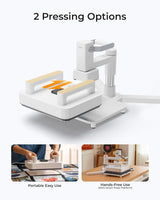 xTool Heat Press Machine 3-in-1 Kit, Smart Press & Mini Iron Press with Platform & Control Pod, 10-25KG High Pressure, Detachable Portable Heat Press Machine for T-Shirts Vinyl Sublimation Crafts