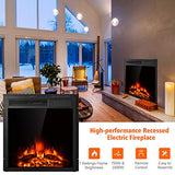 Tangkula 22.5 Inch Electric Fireplace Insert, Freestanding & Recessed Electric Fireplace Heater with Remote Control, Adjustable Heater, 7 Log Hearth Flame Settings for Home Room Indoor (22.5)