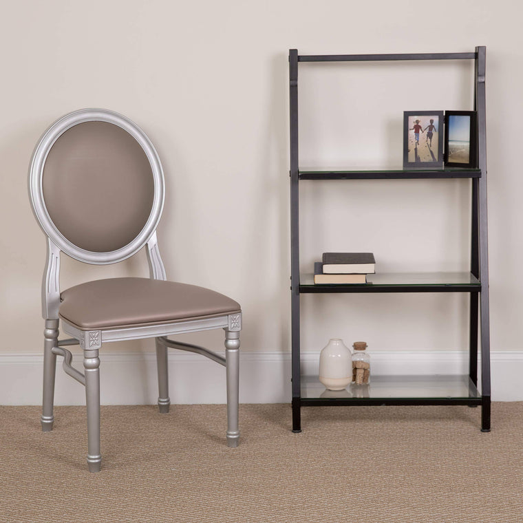 Flash Furniture 2 Pk. Hercules Series 900 lb. Capacity King Louis Chair with Taupe Vinyl Back and Seat and Silver Frame