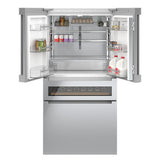 Bosch – 800 Series 20 Cu. Ft. 4-Door French Door Counter-Depth Smart Refrigerator with Beverage Cooler Drawer – Stainless steel