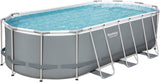 Bestway 56655E Power Steel 16ft x 10ft x 42in Outdoor Oval Frame Above Ground Swimming Pool Set with 1000 GPH Cartridge Filter Pump, Ladder, and Cover