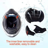 Full Face Motorcycle Helmet Crash Integrated Helmet with HD Visor Four Seasons Crash Helmet Men Women DOT Approved Ventilation System Motorcross Helmets