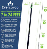 EVERSPROUT Never-Scratch SnowBuster 7-to-24 Foot (Up to 30 Ft Standing Reach) | Pre-Assembled Extendable Roof Rake for Snow Removal | Heavy-Duty Aluminum, Soft Foam Pad | Exclusive Push/Pull Design