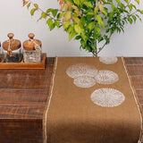Cheyenne Burlap Linen Table Runner ?C Hand Printed ?C 100% Linen ?CFringed Edge- Prewashed, Pre-shrunk, and Machine Washable ?C Chocolate Brown (14X36, White Dandelion)