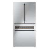Bosch – 800 Series 20 Cu. Ft. 4-Door French Door Counter-Depth Smart Refrigerator with Beverage Cooler Drawer – Stainless steel