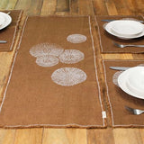 Cheyenne Burlap Linen Table Runner ?C Hand Printed ?C 100% Linen ?CFringed Edge- Prewashed, Pre-shrunk, and Machine Washable ?C Chocolate Brown (14X36, White Dandelion)