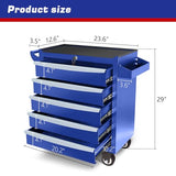 Rolling Tool Chest, Metal Tool Box with 5 Drawers, Lockable Garage Storage Cabinets Sliding Tool Drawer Cart on Wheels Toolbox Organization Workbench for Workshop Warehouse Repair Shop